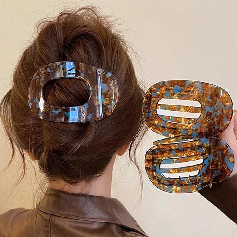 Amber Flat Oval Acetic Acid Hair Clips for Women Korean Large High-End Spring Duckbill Clip Hair Volume Multiple Accessory