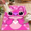 Pink Stitch Heart Background Disney Cartoon Theme Anti-Slip Rug - Polyester, Home Decor, Suitable for Bedrooms, Living Rooms, Doorways, and Studios