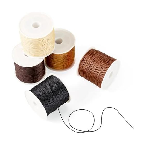 Beadthoven Nylon Thread Macrame String Cotton Rope 5 Roll Set 0.8mm Diameter Mixed Color 38-45m/roll Craft Accessories Braided String Weaving Yarn