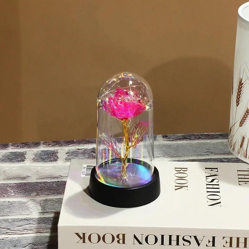 

Розовый Свет Красивый Реалистичный Ночник Роза Вечный Цветок Праздничные Принадлежности Светодиодные Имитационные Фигурки Миниатюры Декор розовый