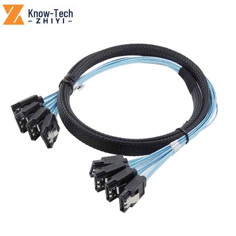 Quad SATA 7P to 7P SATA-III Data Cable for Computer Case Server Hard Drives