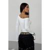 Women Solid One Shoulder Long Sleeve Cropped Tight Casual T Shirt