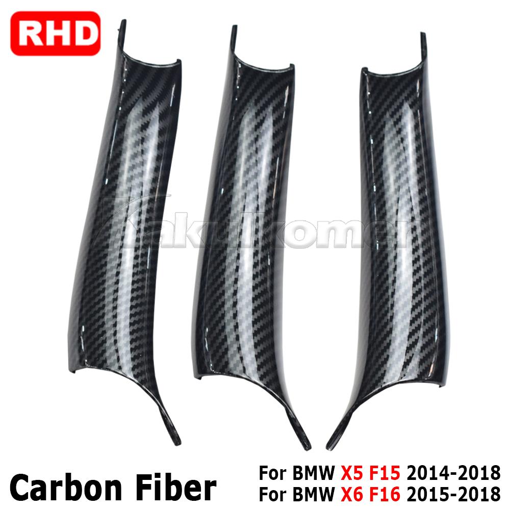 LHD RHD For BMW X5 F15 X6 F16 2014-2018 Car Interior Door Side Handle Armrest Pull Trim Carbon Fibre Black Set Car Accessories