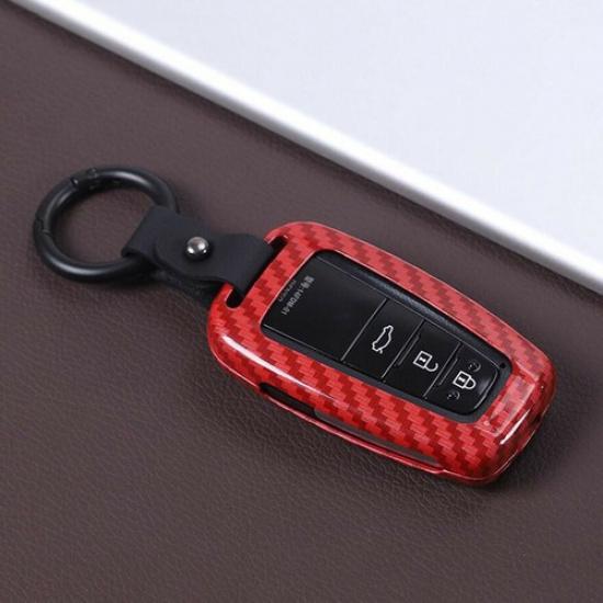 Fit For 2018- Toyota Camry Carbon Fiber Red Remote Key Case Shell Key Cover
