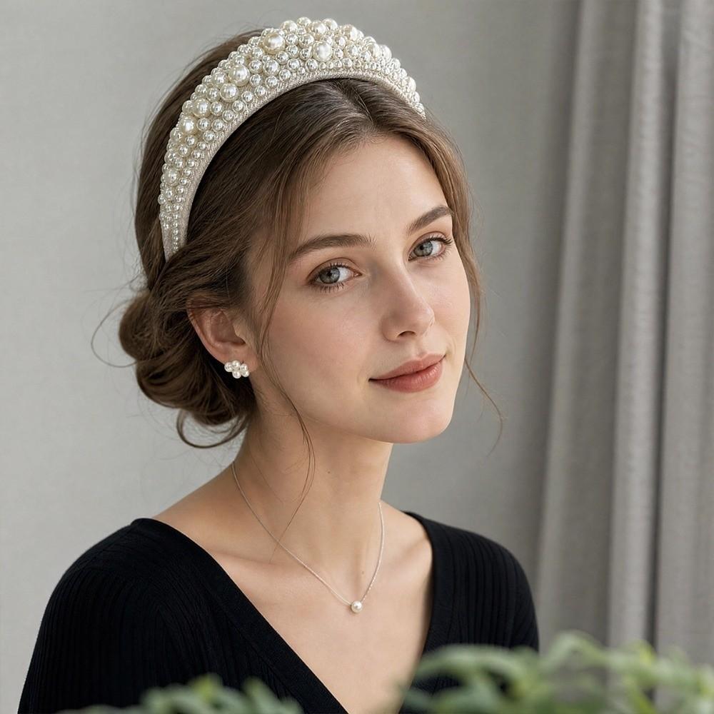 Baroque Fabric Hair Bands Rhinestone Hair Hoop New Pearl Headband Girls
