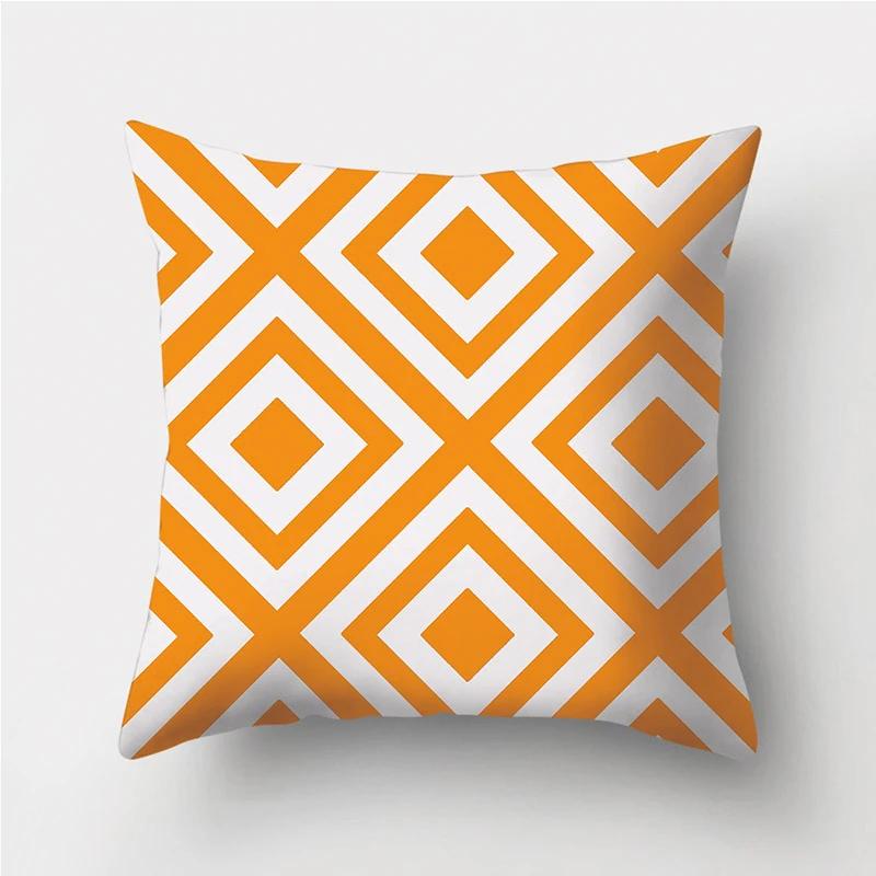 Orange Geometric Pattern Decorative Cushions Pillowcase Polyester Cushion Cover Throw Pillow Sofa Decoration Pillowcover 40923