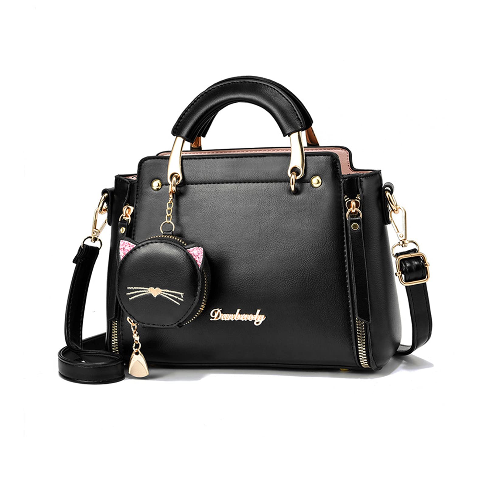 

NICOLE DORIS Сумка-кроссбоди с плечевым ремнем из полиуретана, подарок для поездок на работу или свиданий и женский набор из 2 предметов, кошелек, сумка 2-в-1, милая, маленькая,