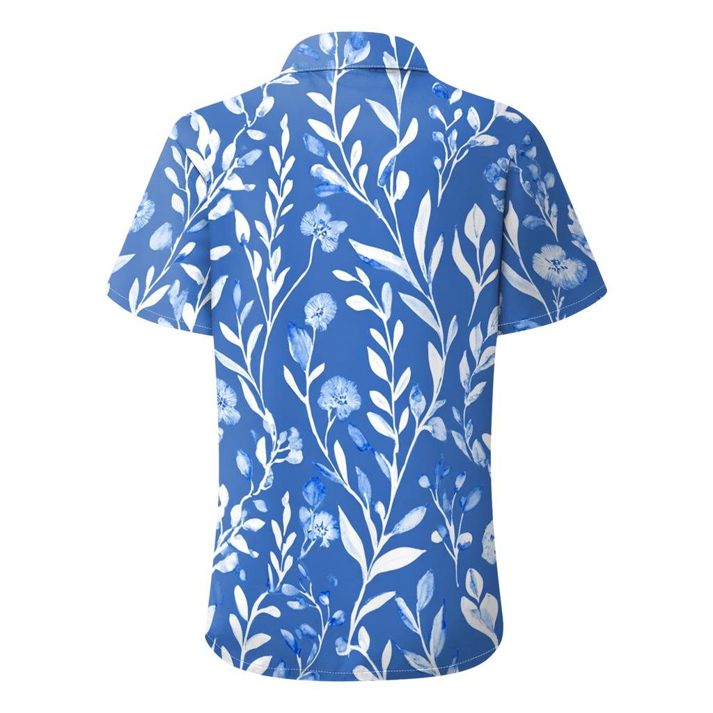 Women's Casual Floral Print Short Sleeve Button Down Shirt Lightweight Relaxed Fit Blouse with Collar Suitable for Everyday Wear