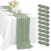 Bali Bohemian Crinkled Gauze Table Runner – Semi-transparent Twist, Festival Wedding Style.