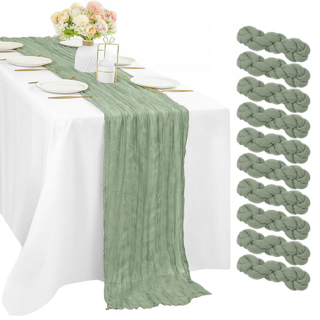 Bali Bohemian Crinkled Gauze Table Runner – Semi-transparent Twist, Festival Wedding Style.