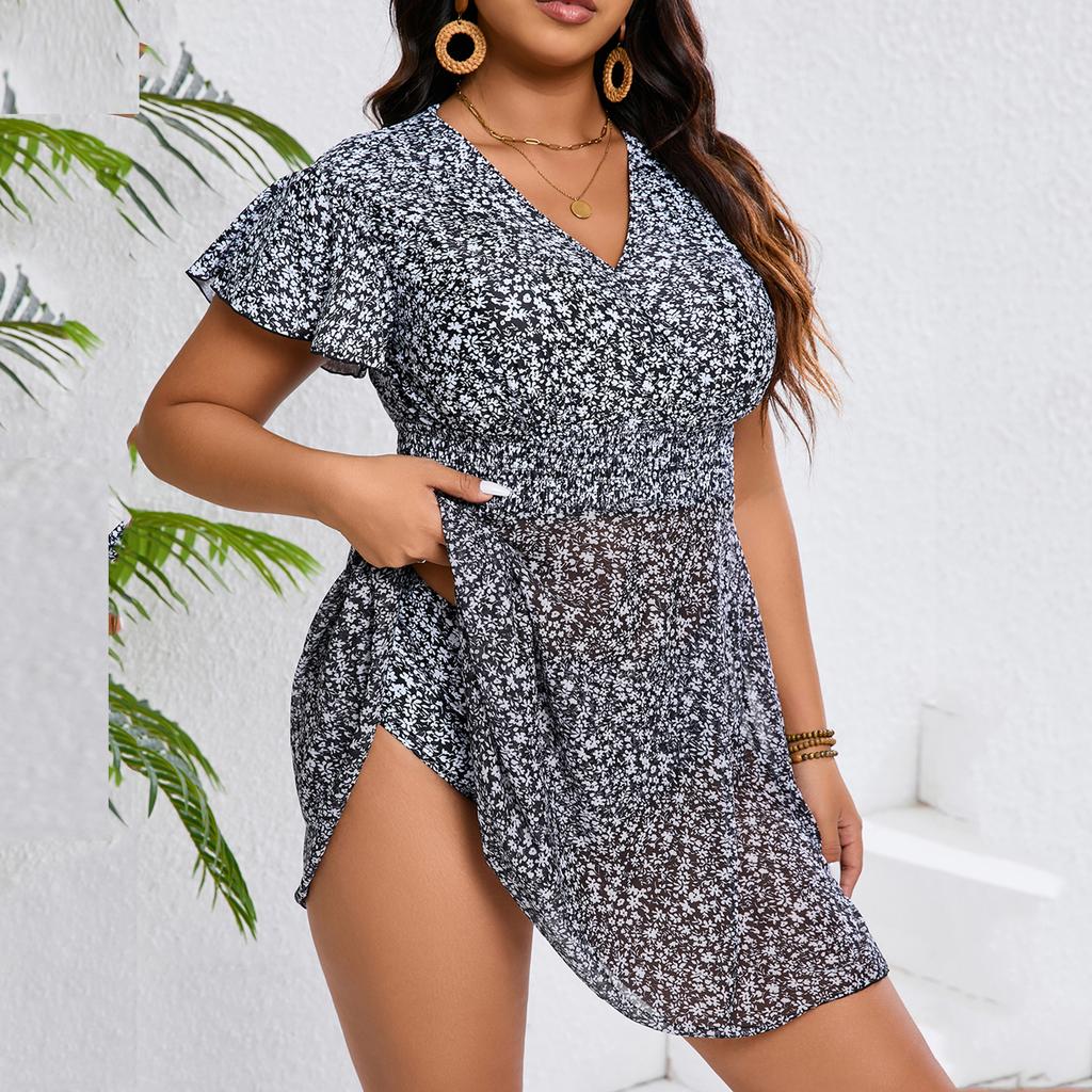 Women's Two-Piece Bikini Set Large Size Skirt Split Swimsuit