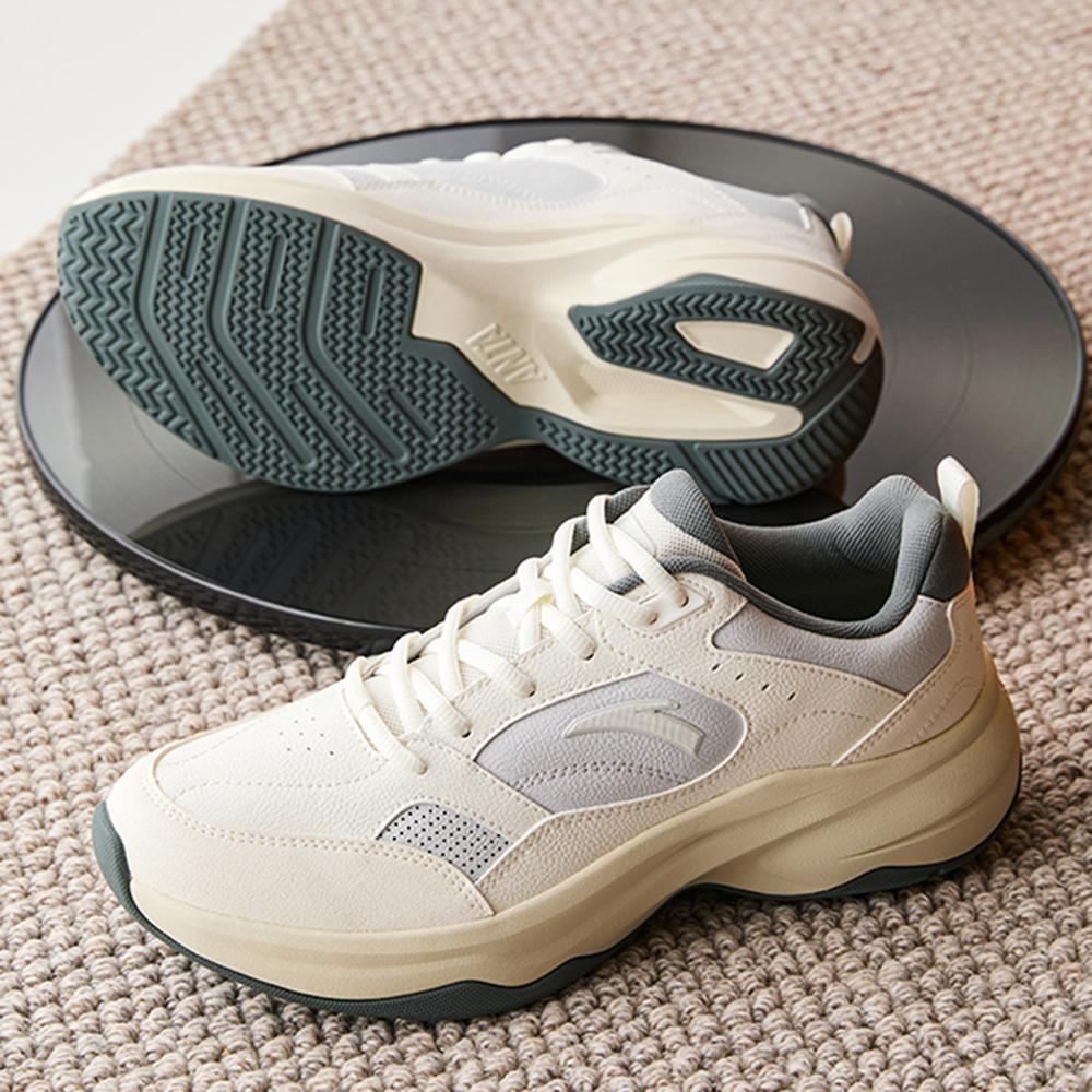 Anta Ace 2 Comfortable Shock Absorbing Durable Low Top Casual Shoes Men sneaker White Gray 912538802-3