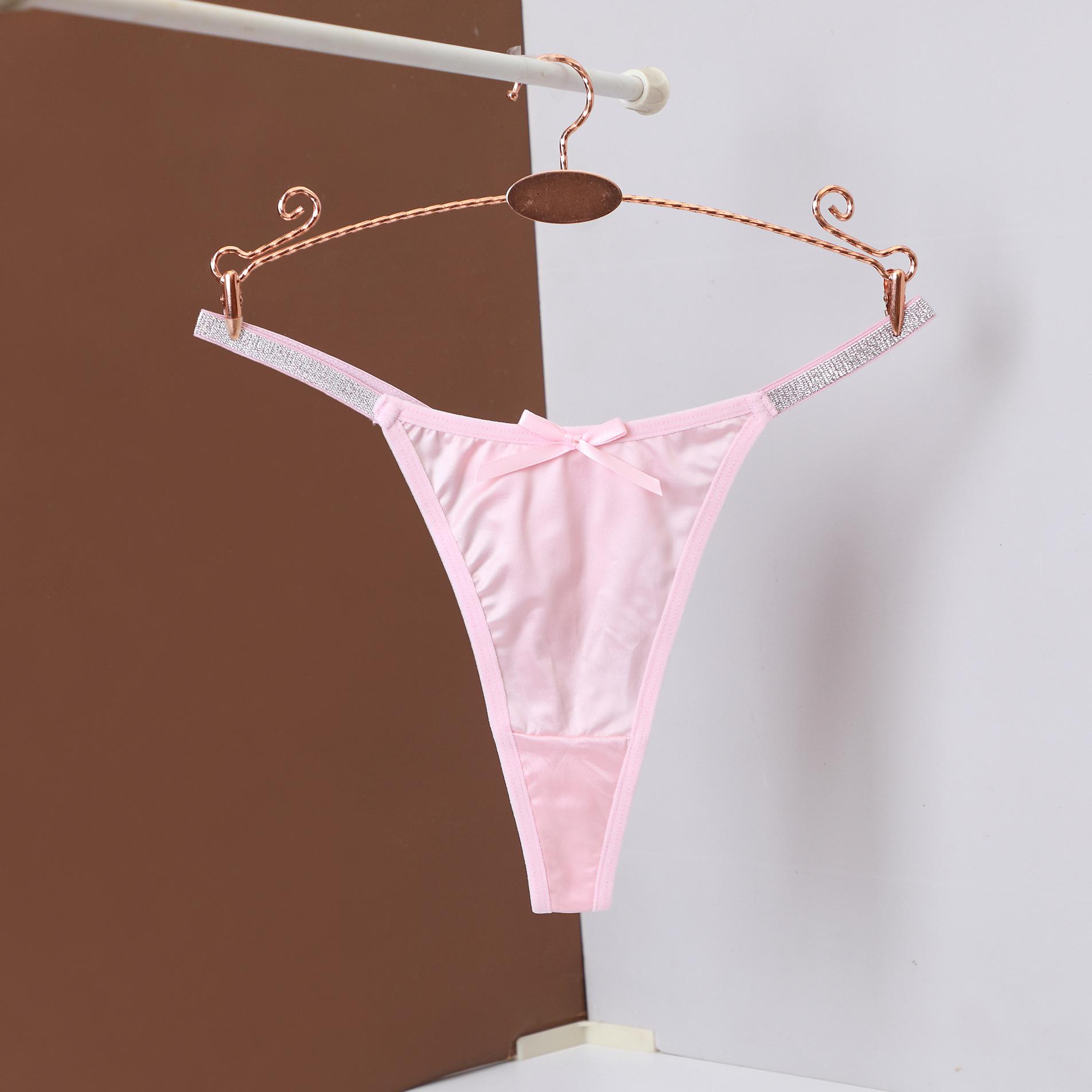 

Очаровательные серебристые ленты, низкая посадка, роскошные трусики-стринги для женщин Large розовый