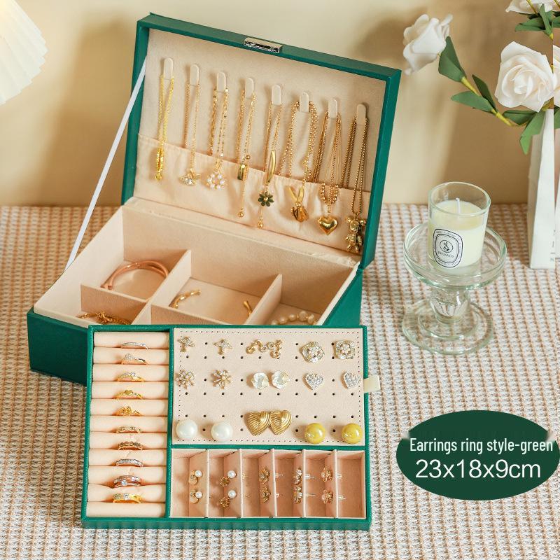 Organizator de Bijuterii Premium cu Trei Straturi cu Sertare pentru Coliere, Cercei, Accesorii și Aur - Depozitare cu Capacitate Mare