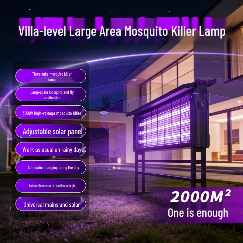 Large Solar Mosquito Killer Lamp: Rainproof Outdoor Model for Parks, Hospitals, and Schools - Attracts and Eliminates Mosquitoes and Flies.