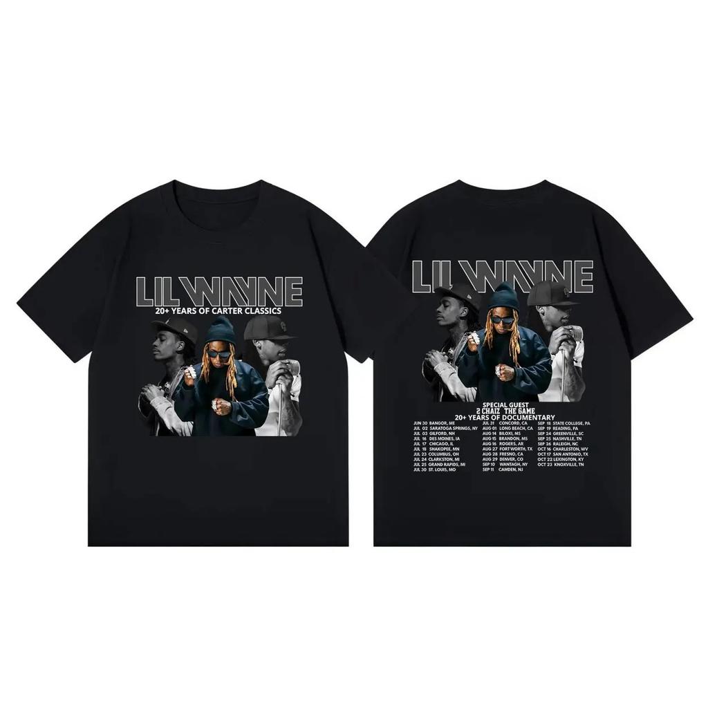 Summer Casual Fashion Loose T-shirt Rapper Lil Wayne Tour 2026 Graphic T Shirts Unisex Women Hip Hop Vintage Short Sleeve T-shirts
