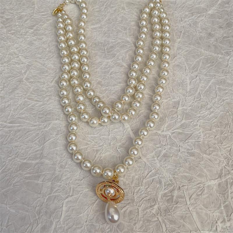 Pearl Star Multi Layer Necklace With Copper Pendant For Women золотой