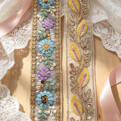 3m/9,84ft pro Packung Schnürsenkel Nähborten groß breit Netzborte Vorhang Kurve Zubehör handgefertigt DIY Handwerk Blume für Unterwäsche BHs Kleid Roben Dekoration