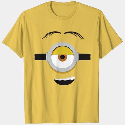 Unisex Shirt Cotton Oversize Large Size Minions Stuart Face Yellow For