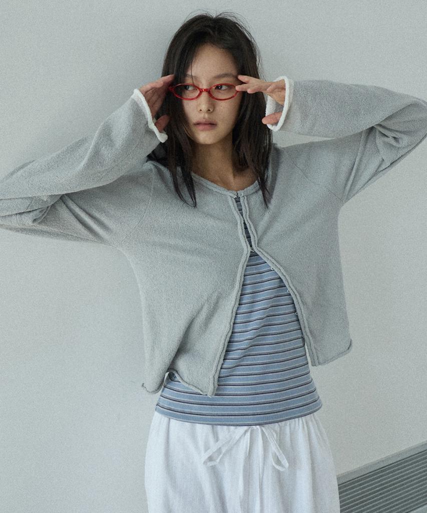 Lense Hook Boucle Cardigan Gray