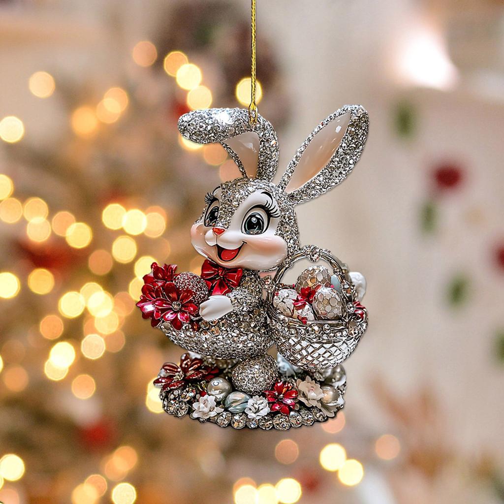 3 Pieces Flat Acrylic Easters Rabbit Pendant Charm for Festival Hanging Bunnys Car Keychains Backpack Keyring Accessory