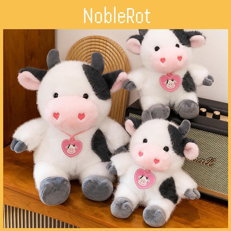 Plush Cow Childrens Doll With Pendant Design And Sitting Pose For Holiday Gift