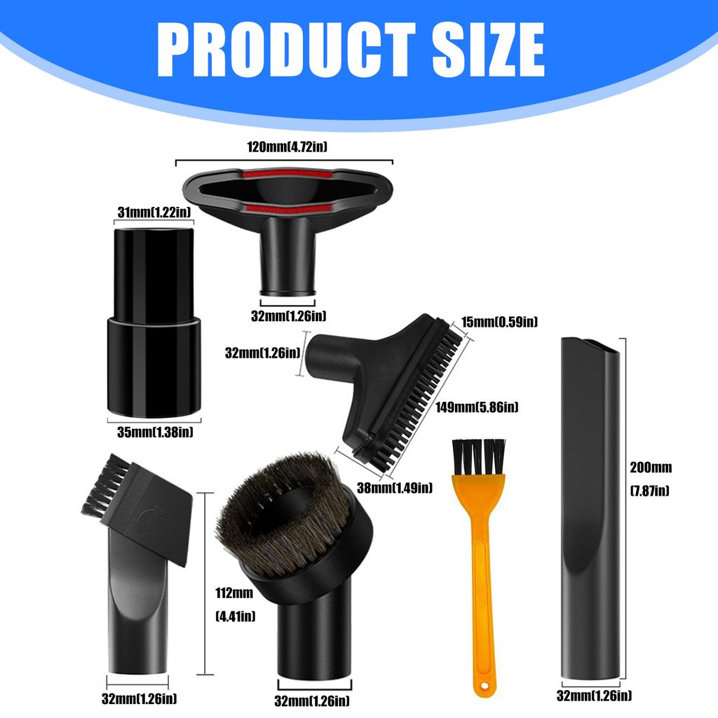 7Pcs Vacuum Cleaner Accessories Floor Brush Floor Brush Dust Brush Sofa Bed Suction Nozzle Brush Head Replacement