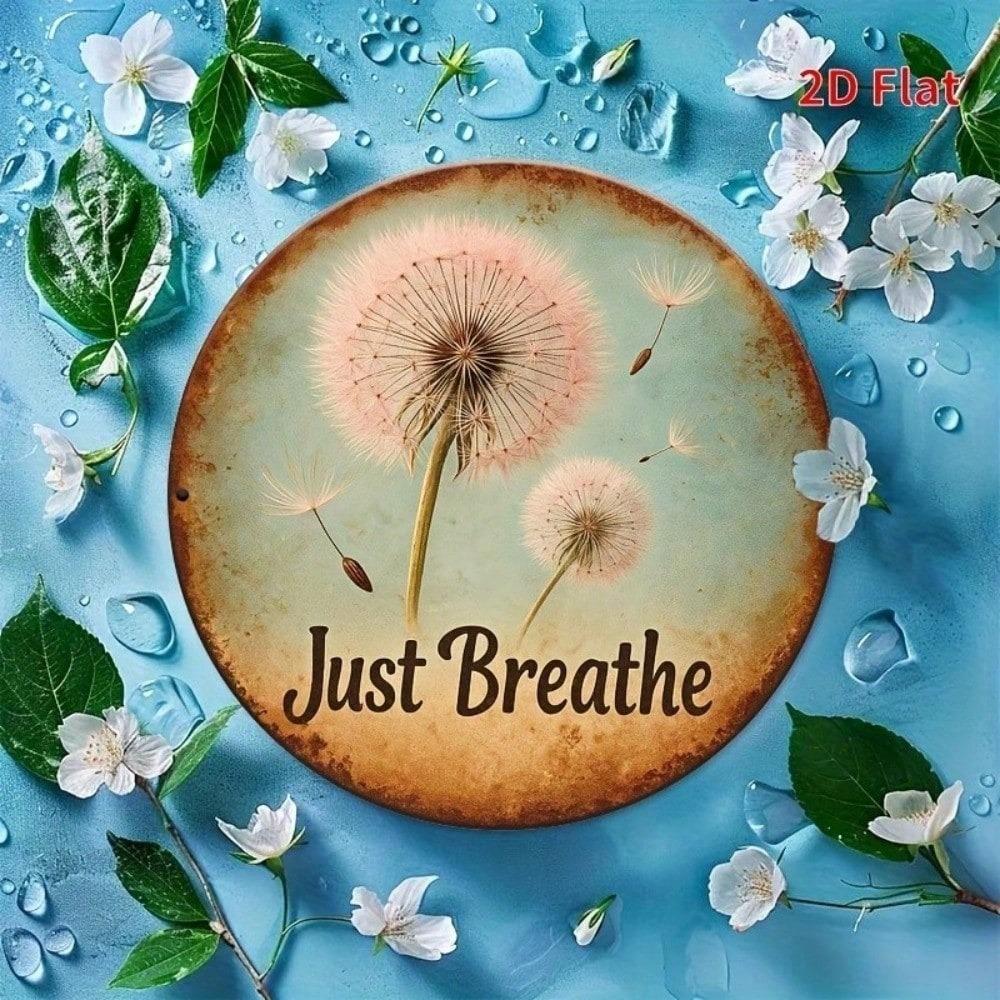 Vintage Metal Tin Sign Just Breathe Dandelion Art Poster Retro Wall Decor For Home Bar Cafe