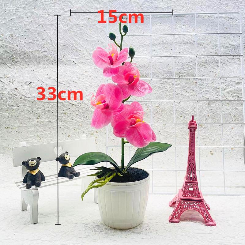 

Simulated Flower Four Phalaenopsis Artificial Green Plant Potted Decor Indoor Pink