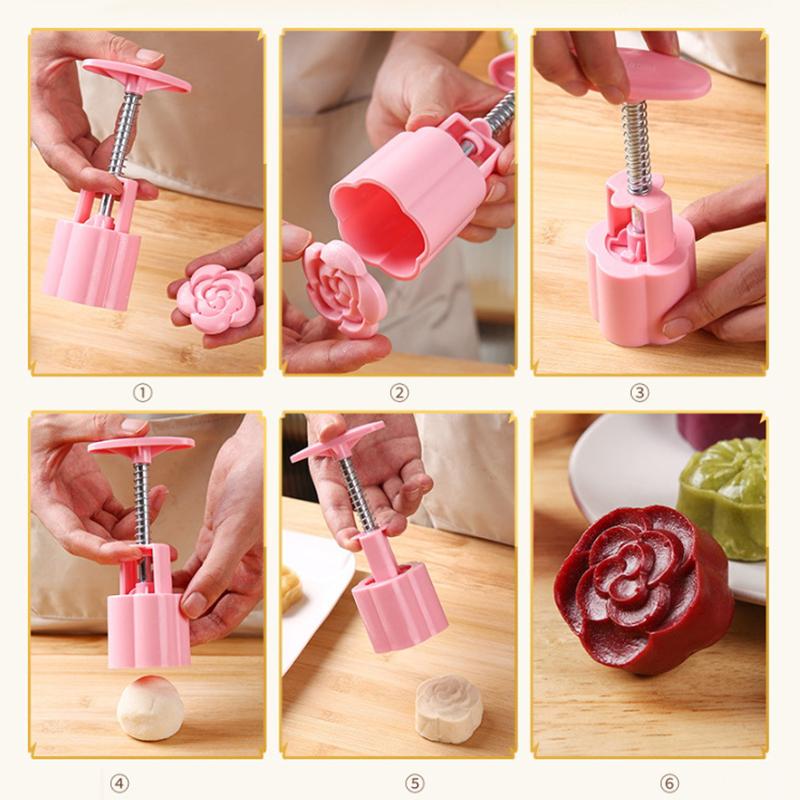 71G Mooncake Mold Mid-Autumn Festival Hand-Pressure Flower Moon Cake Mould Diy Hand Mooncake Pressure Fondant Decoration Tools