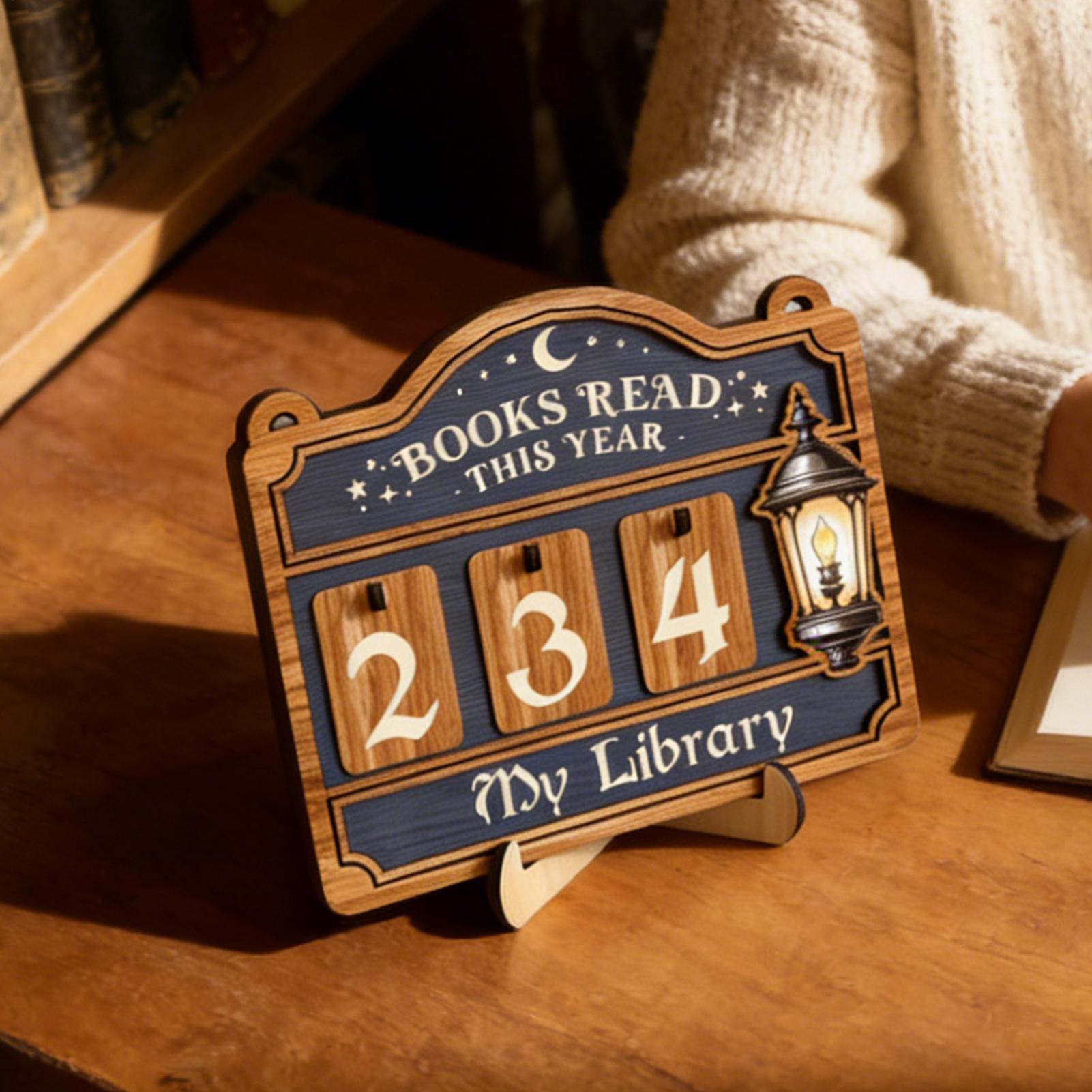 

Wooden Material Books Counter Sign Hanging Decor Table Decor Wooden Reading Trackers Books Read Counter For Book Lovers CN
