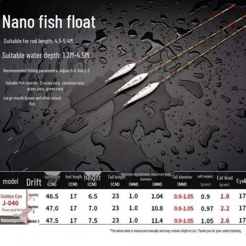 Yan Chi Hai Platinum Nano Fishing Float - High Sensitivity, Thickened, Eye-Catching Design for Crucian Carp and Mixed Fish.