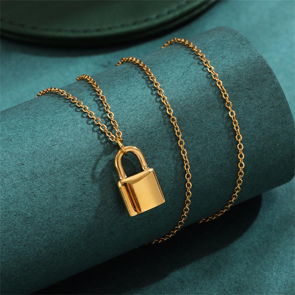 Punk  Tiny Padlock Lock Pendant For Women Gold Color Stainless Steel Choker Chain Necklace Female Jewelry Christmas Gift