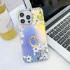 iphone16ProMax Mobile Phone Case Is Suitable for Apple 15 Ring Bracket Electroplated Laser Flower Protective Cover