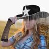 Western Cowboy Hat ArmSleeves for Bridal Shower Cowgirl Earrings Costume Set Lady NightClub Dress Up Masquerades Suit