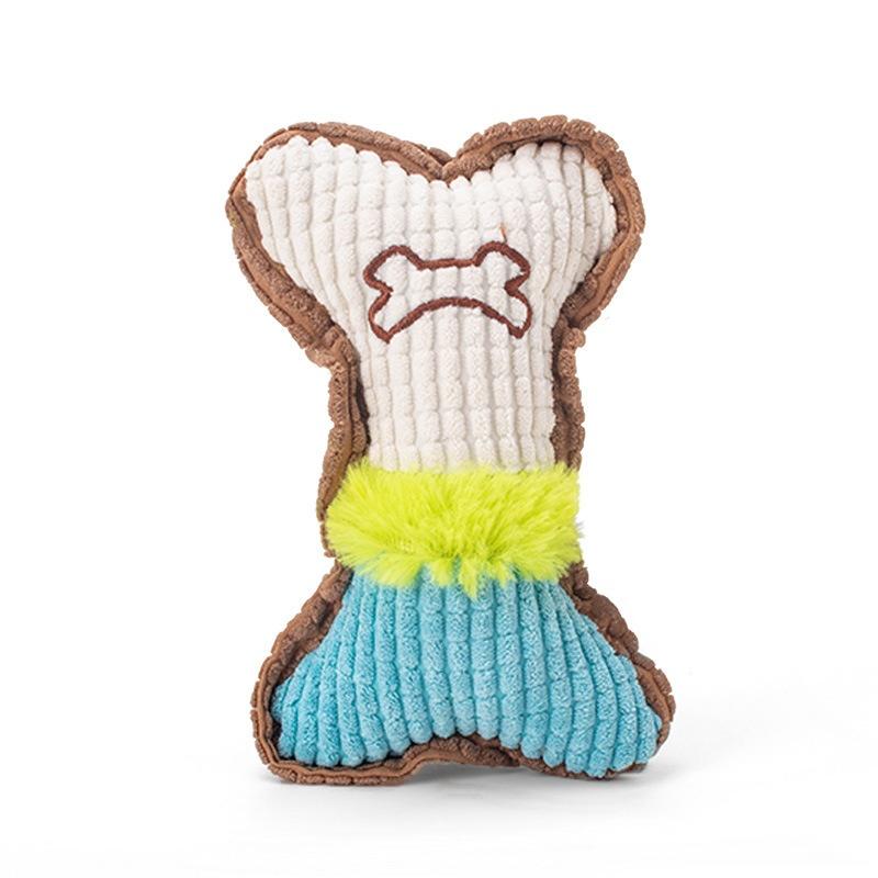 Plush Squeaky Bone Chew Toy for Dogs Small Medium Breed Puppy Aggressive Chewer Pet Playing Teeth Cleaning