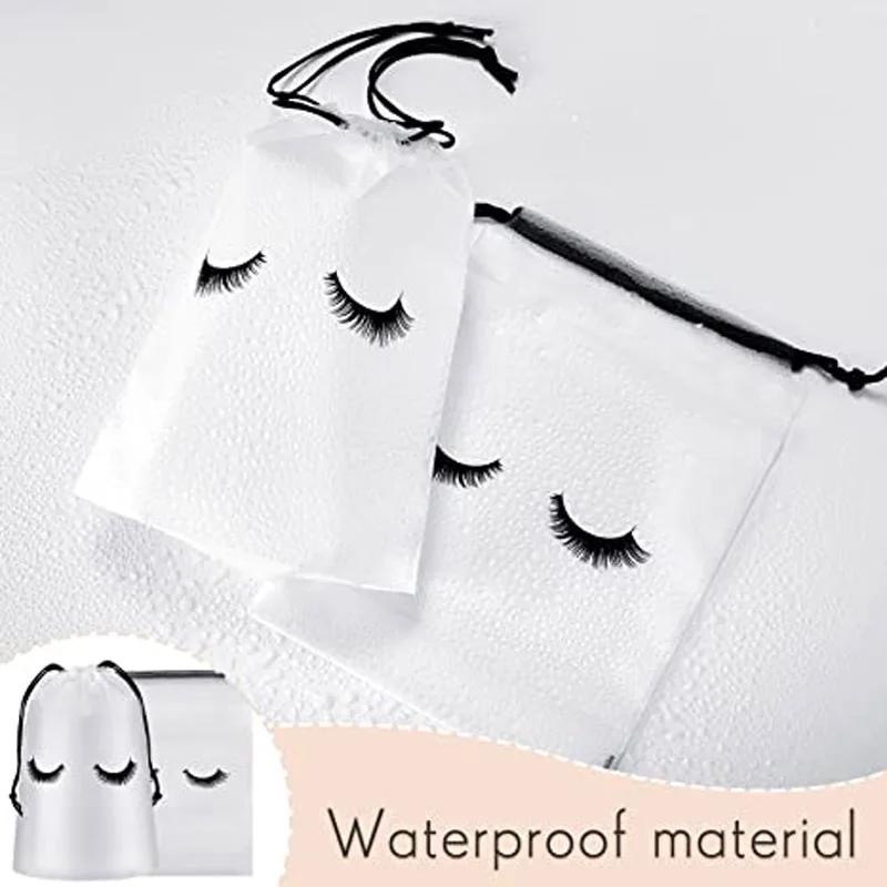 50 Stück Wimpern-Nachsorgebeutel Plastiktüten Reise Kosmetik Wimpernbeutel EVA-Beutel mit Kordelzug für Frauen Mädchen Make-up Zubehör