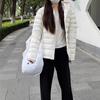 Autumn and Winter New Light and Thin Hooded Ribs Down Jacket Women's White Duck Down Short Fashion Warm Jacket