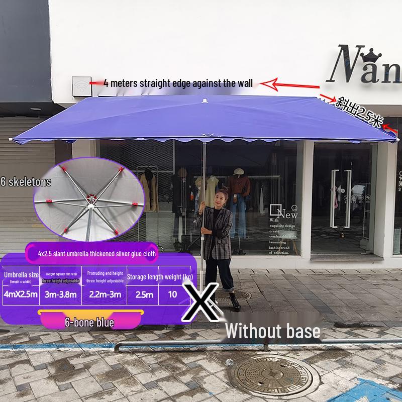 Foldable Outdoor Commercial Sunshade Umbrella with Tilt and Awning