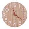 Wall clock wood grain wooden cute interior quiet no second hand non-radio Nordic style stylish analog diameter 30cm (B leaves)