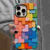 Sublimation Coated Glossy Phone Case Hard Plastic +TPU Soft TPU Shell Colorful Bricks Patterned Full Protective Back Cover for iPhone Samsung