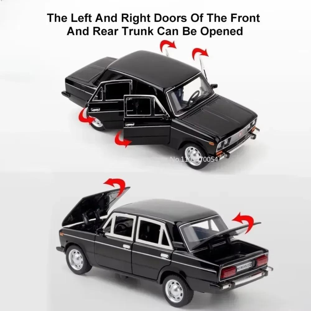 1:24 LADA 2106 M3 Model Toys Diecast Alloy Car 6 Doors Opened Sound Light Pull Back Rubber Tires Miniature Vehices Collect Gifts