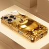 Arany Apple mintás Arany Metál Festék Üveg Telefon Tok iPhone 17 16 15 14 13 12 11 Pro Max 15 14 Plus 17Air 16E-hez Borító