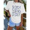T-Shirt mit Blaubeerdruck, Kurzarm Rundhals Lässiges Oberteil, Sommer und Frühling, Damen T-Shirt.