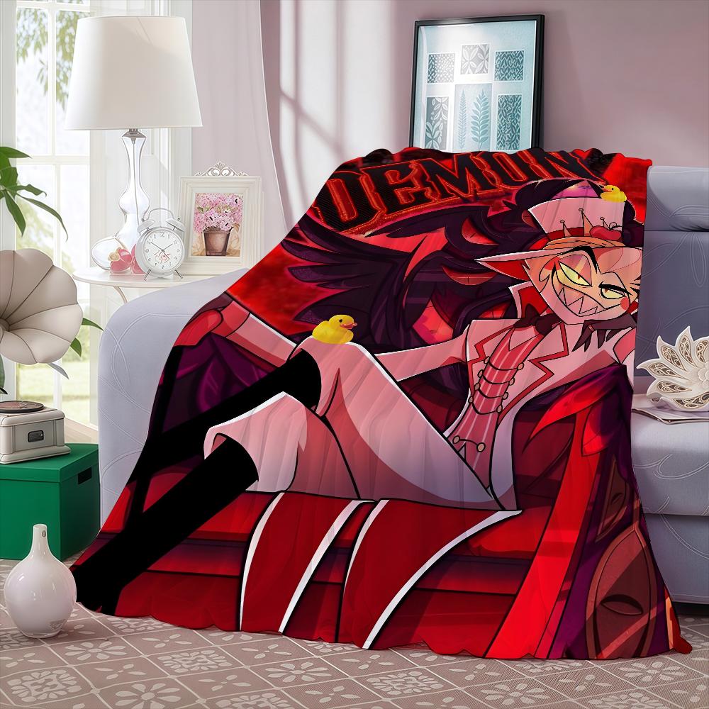 H-Hazbin Cartoon Hotel Funny Blanket Warm And Soft Suitable For Bedroom Living Room Sofa Bed Office Travel Camping