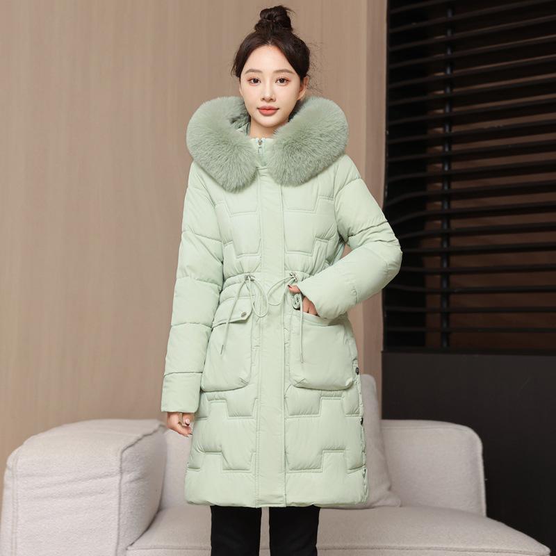 Padded Clothes, Padded Clothes, Women's Winter Coat, New Long Slim-fitting Waist, Big Fur Collar, Padded Jacket Thickened.