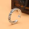 Adjustable S925 Sterling Silver Retro Smiley Face Couple Rings