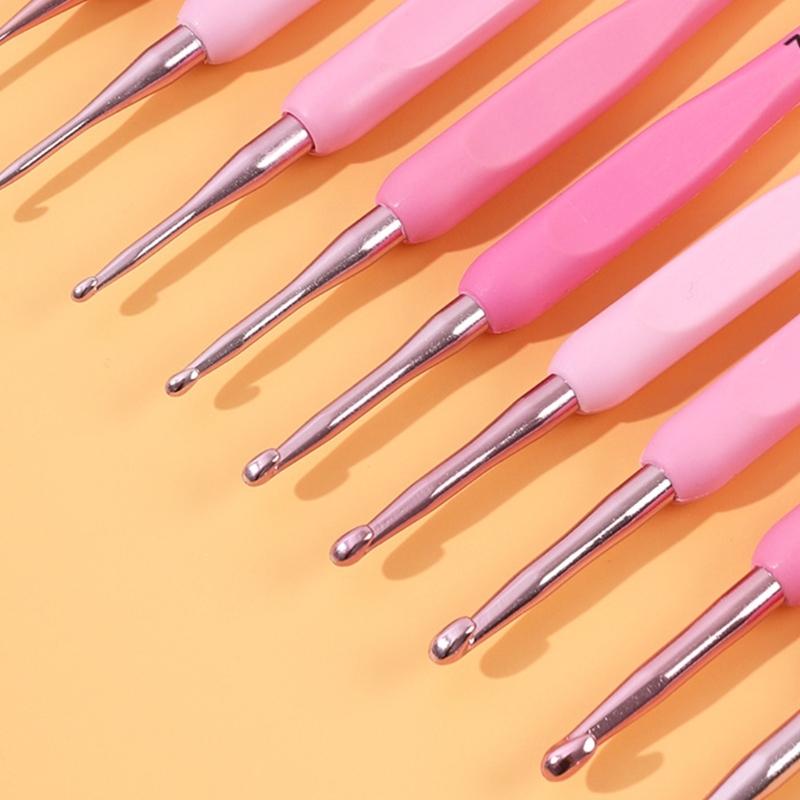 9 Stück Aluminium Häkelnadel für Erwachsene 2,0 mm-6 mm Ergonomischer Griff Häkelnadel Inklusive Strickzubehör und Etui