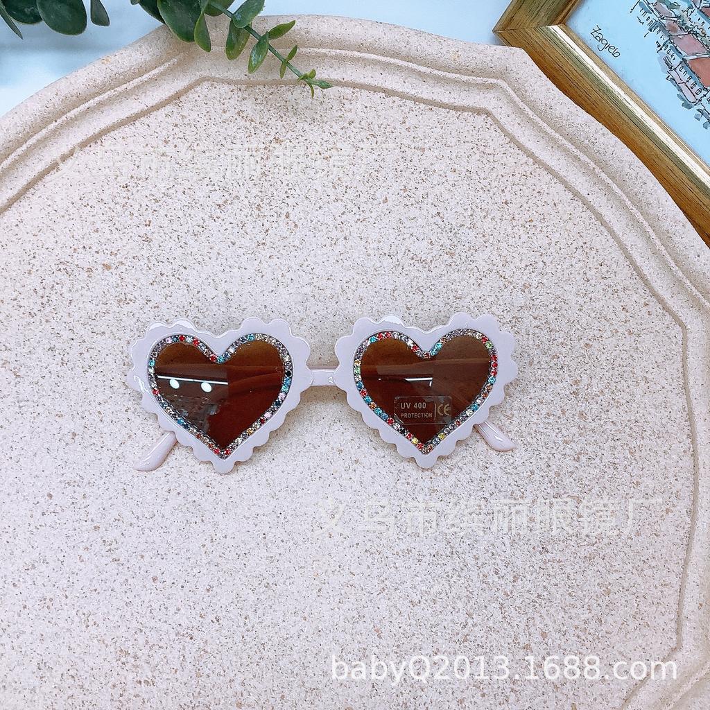 Fashion Love Cute Baby Sunglasses Diy Diamond Girls Concave Sunglasses Sun Protection And Uv Protection Glasses