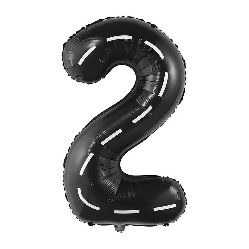 1pcs 40inch imitation American black and white striped line racing theme large digital white digital party decoration big number